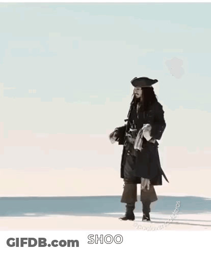 Pirate Man Holding Bottle On Beach GIF