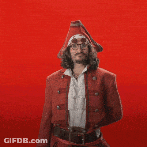 Pirate Man Saying Aye Aye Captain Red Background GIF