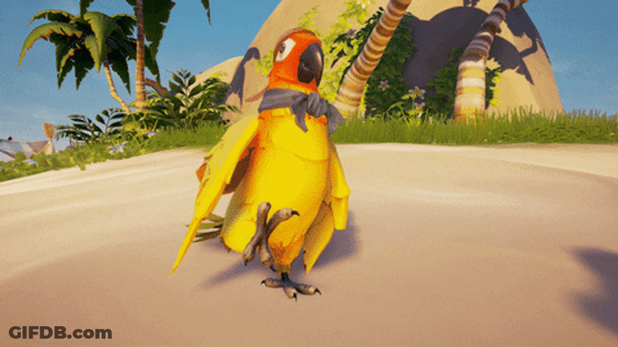 Pirate Parrot And Monkey On A Beach GIF