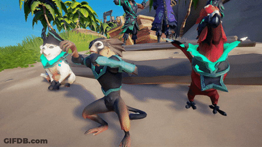 Pirate Parrot Dancing With Its Crewmates GIF