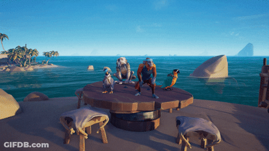 Pirate Parrot With Its Crewmates GIF