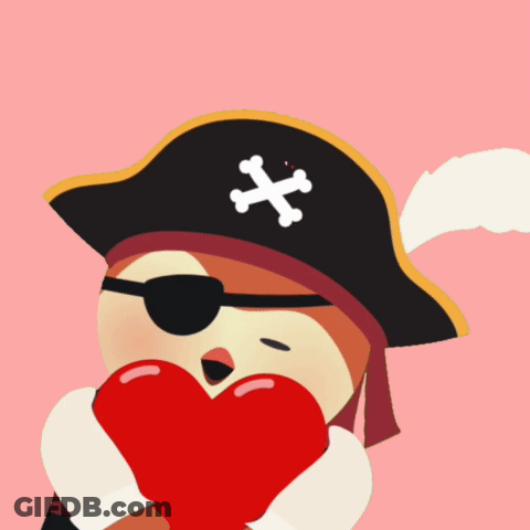 Pirate Puppet Next To Treasure Chest GIF