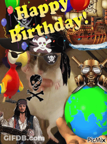 Pirate Saying Happy Birthday GIF