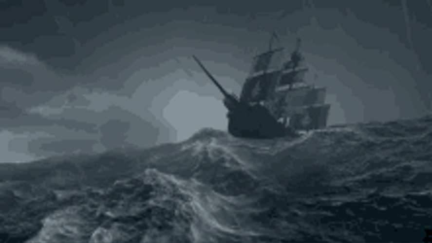 Pirate Ship Cruising On The Storm GIF