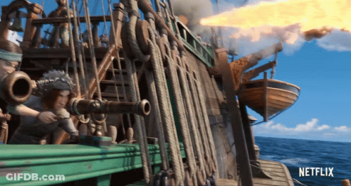 Pirate Ship With Netflix Logo GIF
