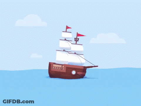 Pirate Ship With Red Flag GIF