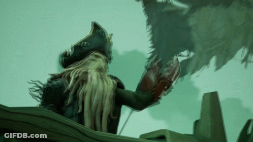 Pirate With Beard And Tentacles Holding Crab GIF