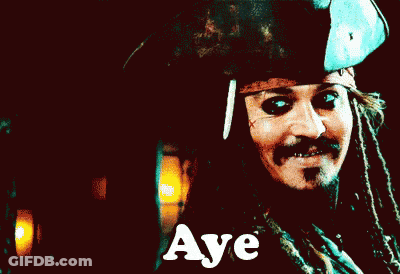 Pirate With Dreadlocks Holding Knife Says Aye GIF