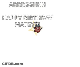 Pirate With Hook Saying Happy Birthday Matey GIF