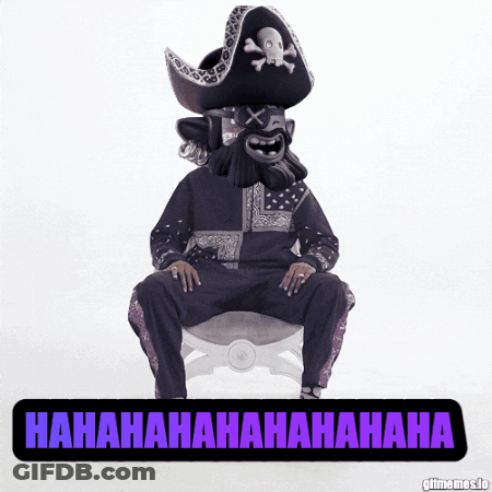 Pirate With Skull And Crossbones Hat Saying Hahahaha GIF