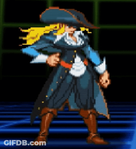 Pirate Woman Pixel Art Holding Gun GIF