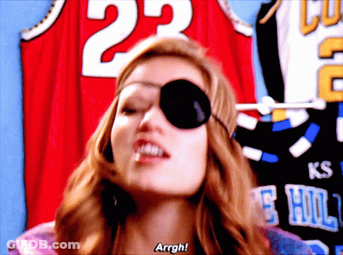 Pirate Woman Saying Arrgh In Front Of Number 23 Jersey GIF