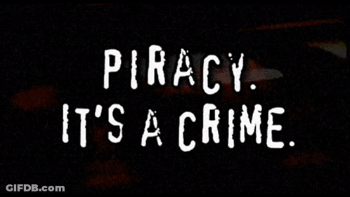 Piraty It 'S A Crime Written On A Black Background GIF