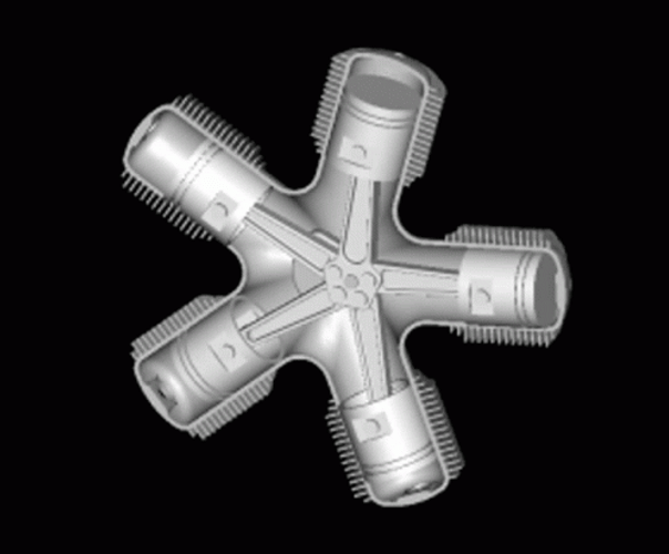 Piston Radial Engine Animation GIF