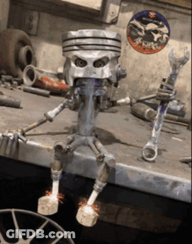 Piston Robot Next To Suzuki Sticker GIF