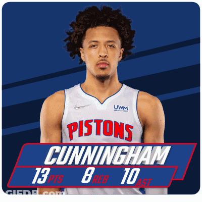 Pistons Player Cunningham In White Tank Top GIF
