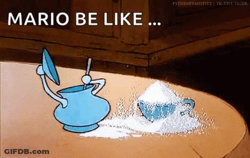 Pitcher And Cup Of Sugar Mario Be Like GIF