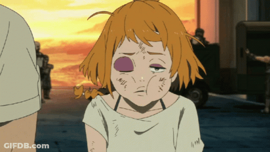 Pitiful Anime Deca-Dence Beat Up Face GIF