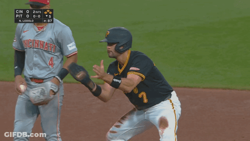 Pittsburgh Baseball Player Reaches For Ball GIF