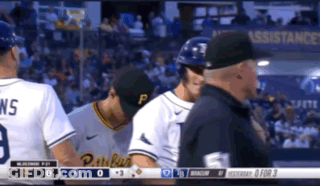 Pittsburgh Baseball Player Talking To Man GIF