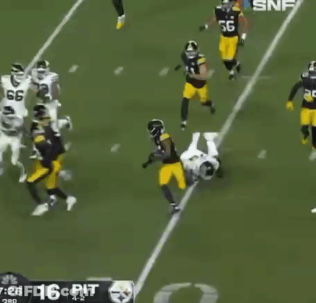 Pittsburgh Steelers Player 66 Being Tackled GIF