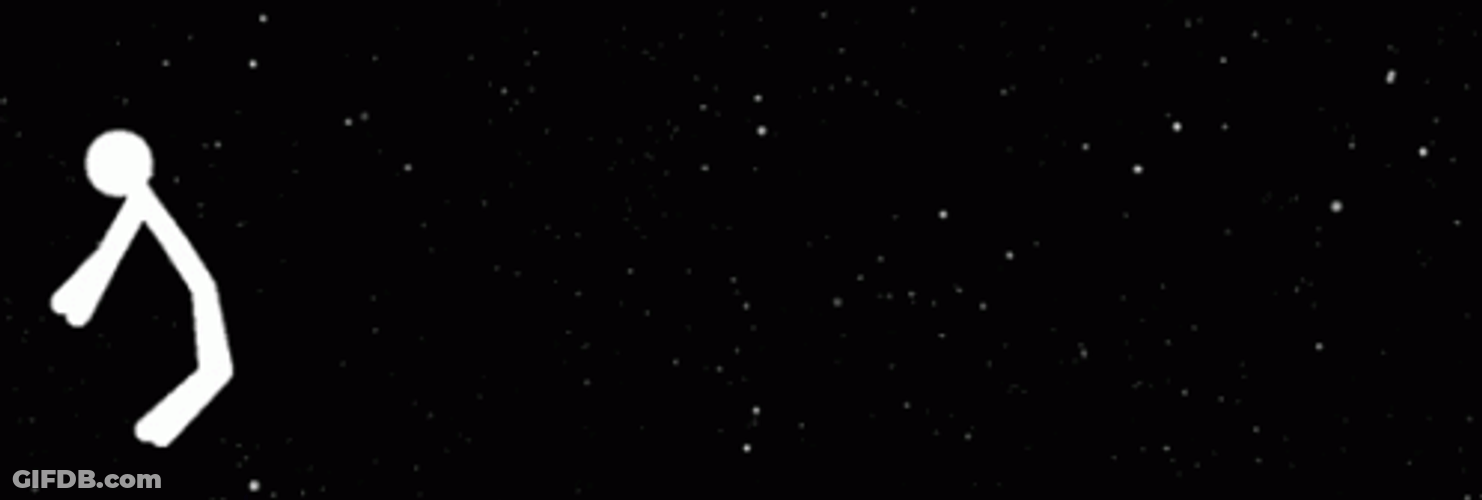 Pivot Stick Figure Floating Outer Space GIF