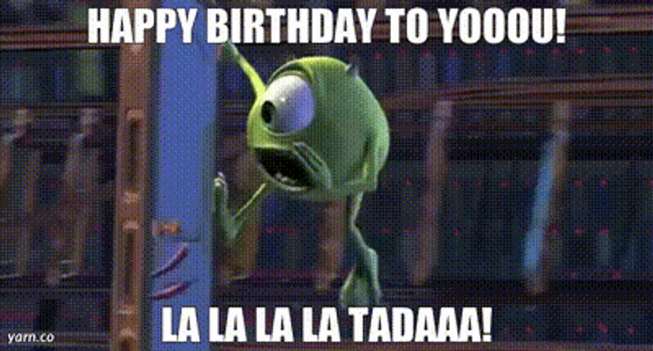 Pixar Monsters Inc. Mike Wizowski Happy Birthday GIF