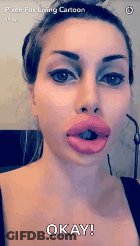 Pixee Fox Living Cartoon Shows A Woman With Huge Pink Lips GIF