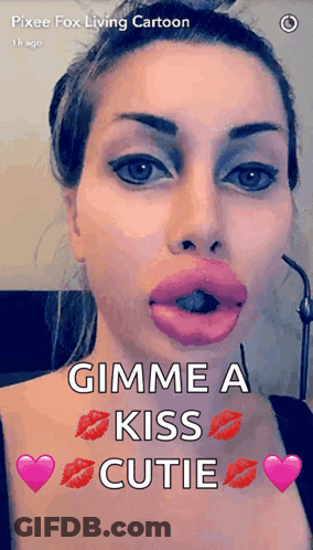 Pixee Fox Living Cartoon With Big Lips And Hearts GIF