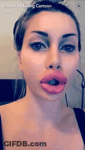 Pixee Fox Woman With Huge Pink Lips GIF