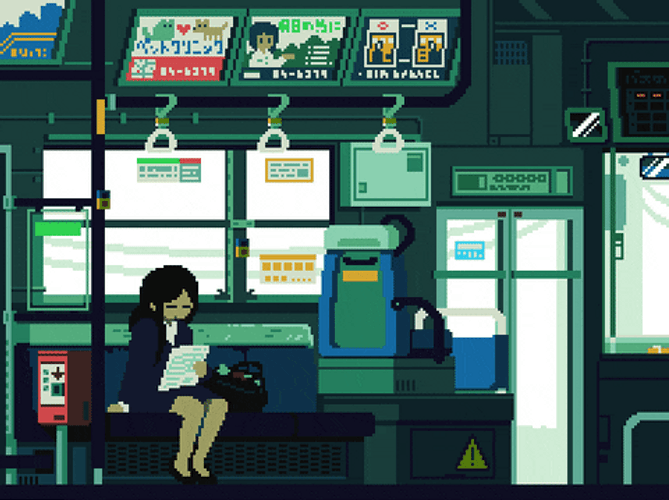 Pixel Animation Train Transportation GIF