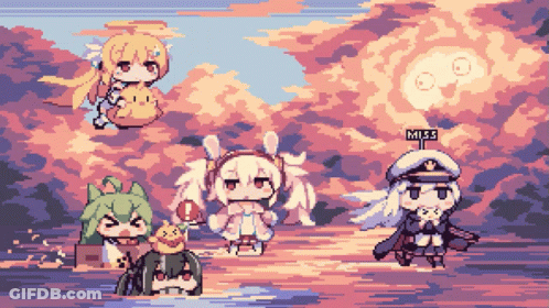 Pixel Art Anime Characters With Miss GIF