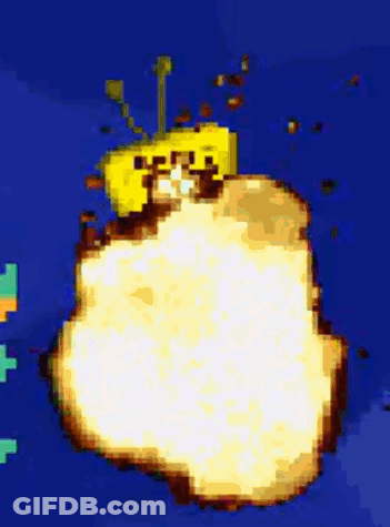 Pixel Art Apple Yellow Stem Blue Background GIF