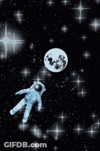 Pixel Art Astronaut In Space With Moon GIF
