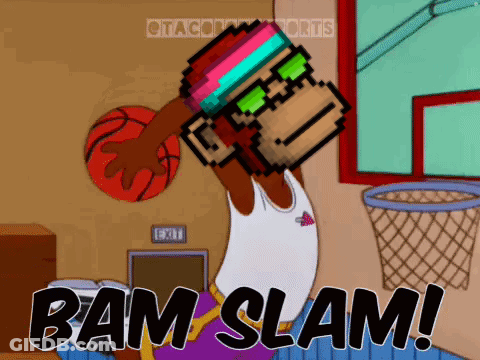 Pixel Art Basketball Player Bam Slam GIF
