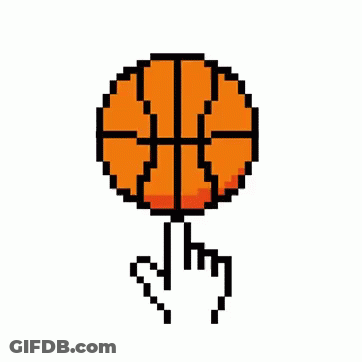 Pixel Art Basketball With Hand Pointing GIF
