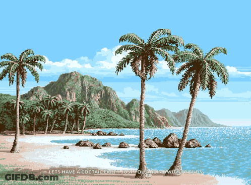 Pixel Art Beach Lets Have A Cocktail Party GIF