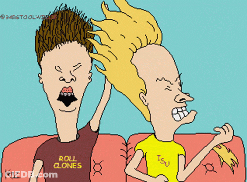 Pixel Art Beavis And Butthead Sitting On Couch GIF