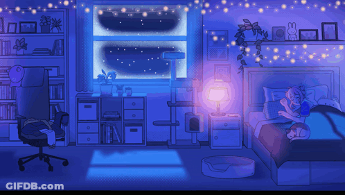 Pixel Art Bedroom With Sleeping Person GIF