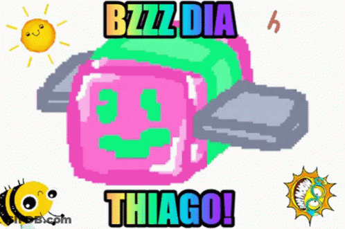 Pixel Art Bee Saying Bzz Dia Thiago GIF