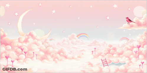 Pixel Art Bird Sitting On Cloud GIF