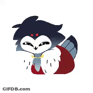 Pixel Art Bird With Red Eyes And Wings GIF