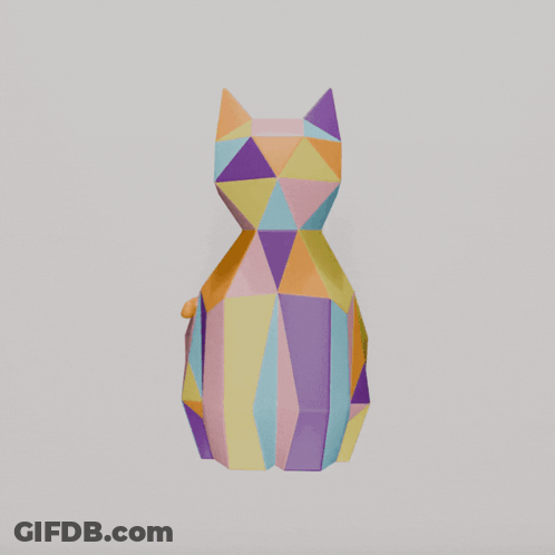 Pixel Art Black Cat With Blue Eyes And Pink Fox GIF