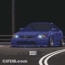 Pixel Art Blue Honda Civic Driving At Night GIF