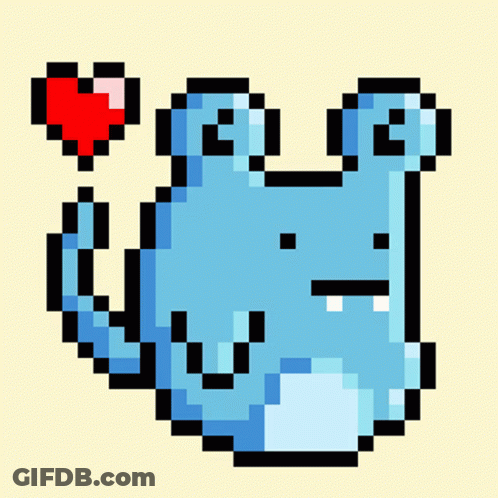 Pixel Art Blue Monster With G GIF