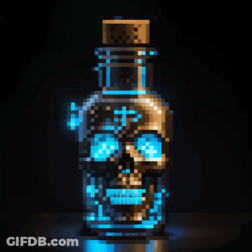 Pixel Art Bottle With Skull GIF