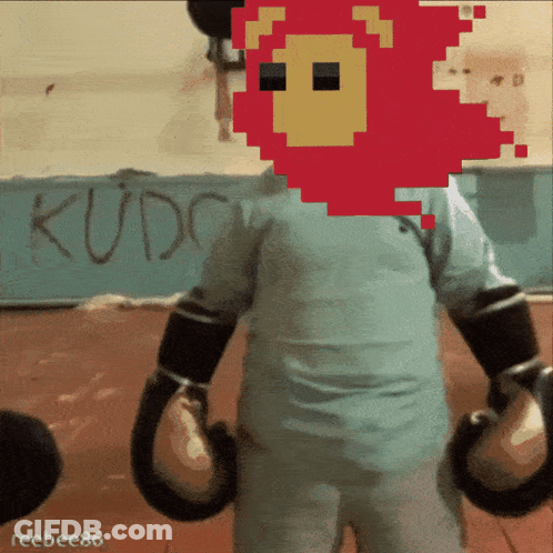 Pixel Art Boxer With Kudo Background GIF