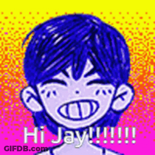 Pixel Art Boy Blue Hair Big Smile GIF