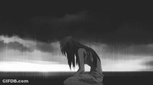 Pixel Art Boy Blue Hair Depressed GIF