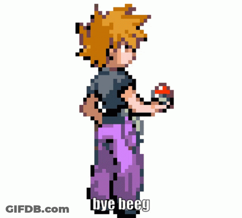 Pixel Art Boy Holding Ball Saying Bye Beeg GIF